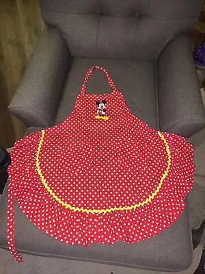 50’s Style Custom Mickey Mouse Polkadotted Two Pocket Apron ~ Beautiful • $19.95