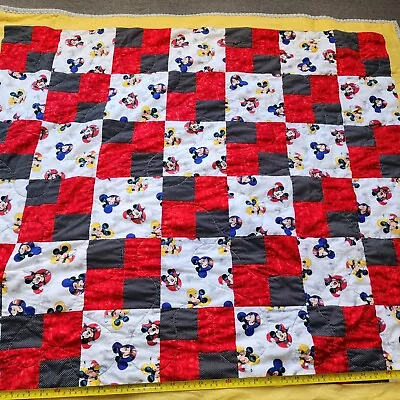 Mickey Mouse Crib Blanket Quilt 37 X 44 Inches Disney Handmade  • $38