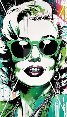 Marilyn Monroe Green Glasses Portrait Digital Image Wallpaper/Background JPEG • $1.75