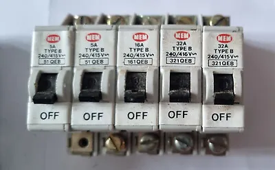 Mem Memshield 1 Mcb Circuit Breakers M9 6a 10a 16a 20a 32a Type 2 3 4 B & C • £3