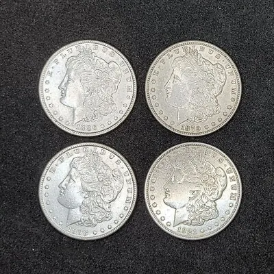 Morgan Silver Dollars-Philadelphia Mint F-VF Pre-1921 From 1878 To 1904-4 Coins • $155