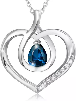 Heart Birthstone Necklace For Women Mothers Day Gifts For Mom Sterling Silver Ge • $139.98