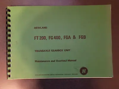 $50 • Buy Hewland  FT200, FG400, FGA And FGB Transaxle Maintenance And Overhaul Manual