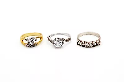 Lot Of 3 Vintage .925 Silver Rings With Stones Chanel (Sizes 7.25 - 9 ) • $65.54