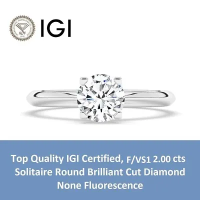 F/VS1 2.00 CT Solitaire Lab-Created Diamond Engagement Ring 950 Platinum • £1452