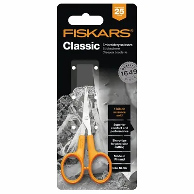 Fiskars F9807 Embroidery Scissors 10cm/3.9in Ambidextrous • £18.05