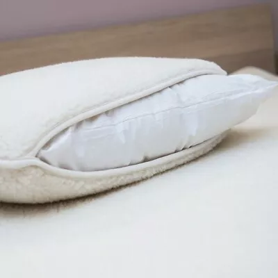 Merino Wool Filled Pillow Wool Cover Standard Size Natural • £34.99