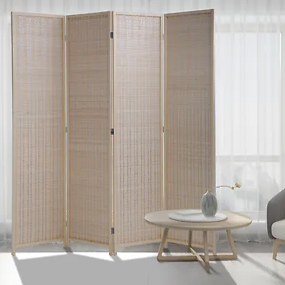 4 Panel Room Divider Wall Bamboo Folding Privacy Screen Freestanding Separator • $77.99