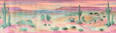 Painted Desert In Pastel Sunset Mountain Cactus Wallpaper Border • $19.99