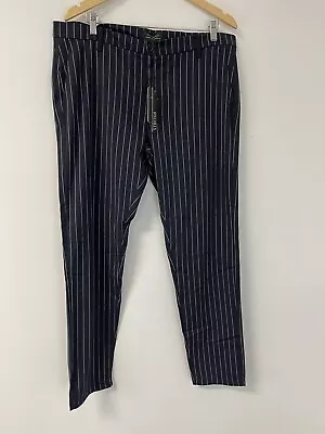 Outrage London  Dress Pants Mens 36x32 Striped Navy Blue Career N228 • $29.93