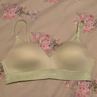 Victoria's Secret PINK Wear Everywhere Green Lightly Lined Wire Free 38B Bra NEW • $21.99