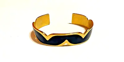 Vintage Gold Tone Blue Enamel Cuff Bracelet  • $16