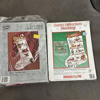 Lot 2 Vintage Christmas Stocking Cross Stitch Kits Dimensions Something Special • $24.99