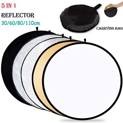 Portable 5 In 1 Round Outdoor Photography Light Diffuser Reflector Collapsible • $16.09