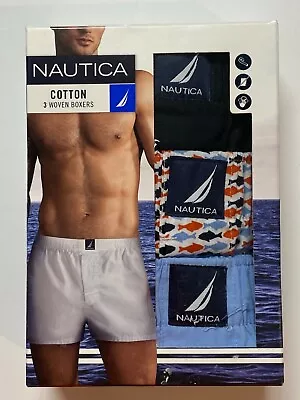Nautica Boxer Shorts - Small - Fish Print- Black - Blue - NWT - 3 Boxers In Box • $24