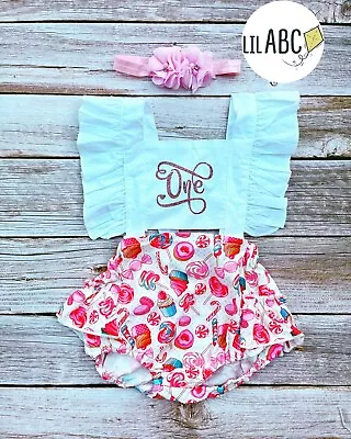 Sweet One First Birthday Outfit Baby Girl Cake Smash Romper • $32