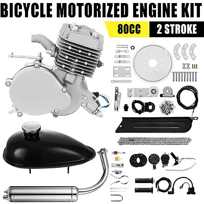 80cc Bicycle Engine Kit Bike Bicycle Motorized 2 Stroke Petrol Gas Motor Engine • $89.90