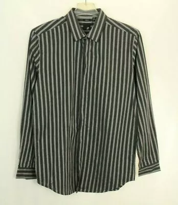 JF J.Ferrar Men's Shirt Button Down Black Stripe Size M (15-15 1/2) • $9.99