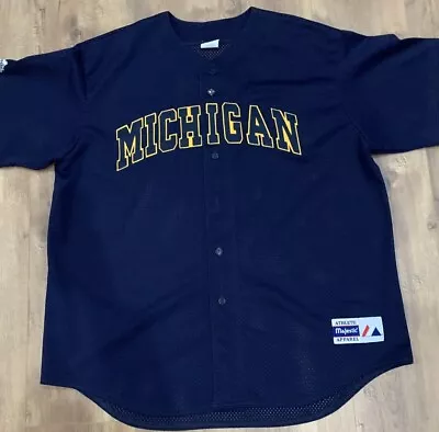 Vintage NCAA Michigan Wolverines MAJESTIC Baseball Jersey Mens SIZE XXL Vtg • $74.98