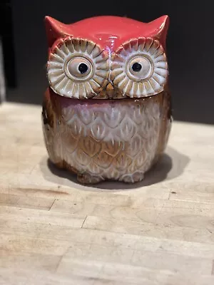 Adorable Ceramic Owl Small Cookie Jar Airtight Container ￼ • $27