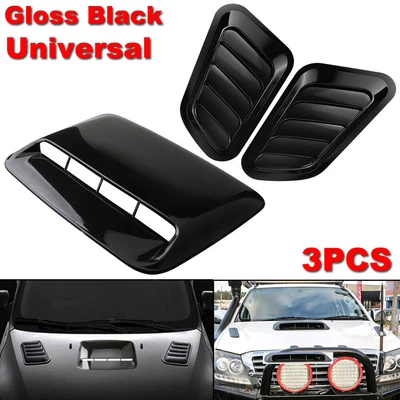 $28.99 • Buy 3pcs Universal Car Air Flow Intake Hood Scoop Vent Bonnet Decorative Covers SUVs