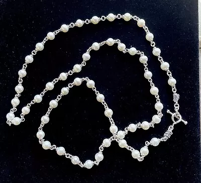 Michael Dawkins Sterling Silver White Pearl 36 Necklace New 53.6 Grams • $99.99