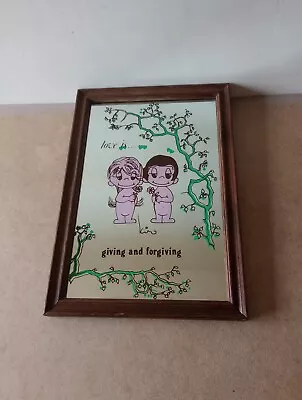 Vintage Retro 1970s Love Is Giving & Forgiving Framed Mirror Picture Kim Casali  • £30