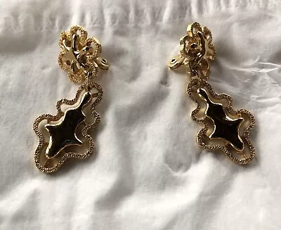 Vintage Monet Textured Gold Tone Clip On Earrings - Signed • $25