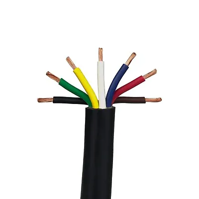 7 Conductor Trailer Cable 14 AWG GPT Color Coded PVC With Jacket 10' • $32.25