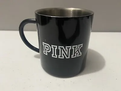 Victoria Secret Pink Coffee Tea Mug Cup Black Logo Stainless Steel • $13.95