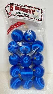 $9.99 • Buy Vintage PYRAMID Blue Satin 2” Silk Unbreakable Christmas Ornaments (14)
