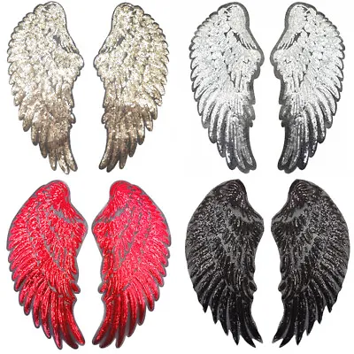 Sequin Wings Large Patch Embroidery Sew On Iron On Badge Fabric Applique Dress • £3.95