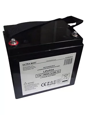 £181.86 • Buy LITHIUM LEISURE BATTERIES ULTRAMAX 12V 36AH LiFePO4 LITHIUM MOTORHOME BATTERY