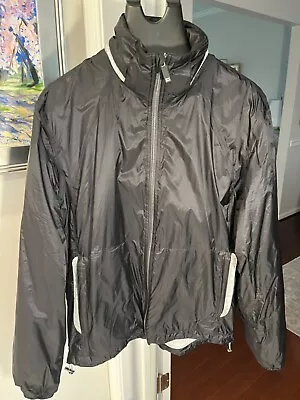 Zegna Sport Men's Black Mircotech Windbreaker Hidden-Hood Lined Jacket  - Large • $145