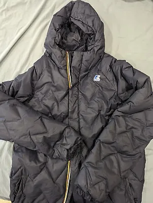 Mens K-Way Quilted Down Jacket Sz Medium M Navy Rare!! • $75