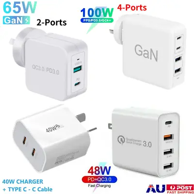 $46.99 • Buy USB-C Fast 100W/65W Charger GaN 4 Ports Type C Power Adapter For Phone Tablet PD