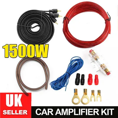 1500 Watt 8GA Car Amplifier Wiring Kit Audio Subwoofer Sub Power AMP RCA Cable • £7.49