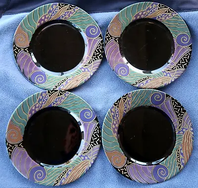 4 Vintage ARCOROC TAMPICO Black SALAD PLATES - 7 3/4  • $24.50