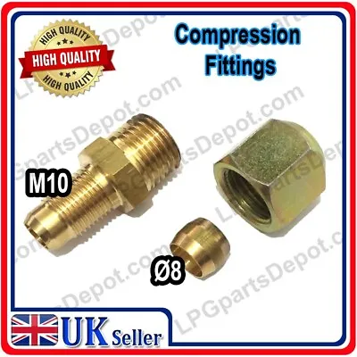 M10xD8 Copper Pipe Compression Fitting Connector Reducer Joiner Gas Air Water • £3.95