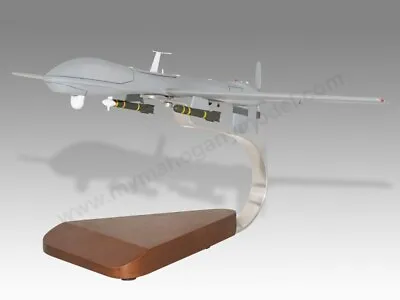 General Atomics Predator MQ-1 UAV Solid Mahogany Wood Airplane Desktop Model • $198.51