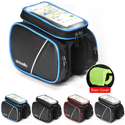 Bike Phone Mount Bag Cycling Front Frame Top Tube Bag Touch Screen Holder Case • $22.99
