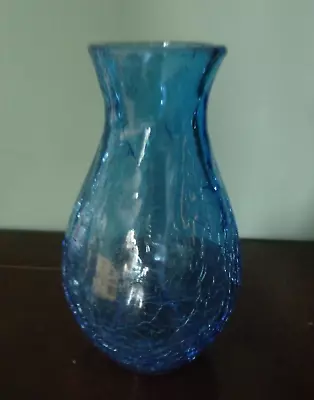 Small Blue Crackle Glass Posy Vase - 12cm High • £5.50