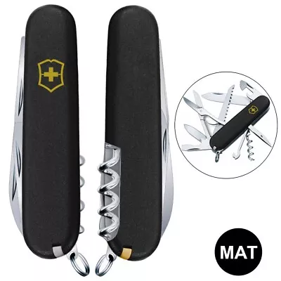 Victorinox Huntsman Swiss Army Knife MAT BLACK GOLD Logo Matted Surface • $52.50