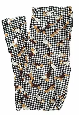 TC Lularoe Tall & Curvy Leggings Wiener Dog On Plaid NEW • $14.99