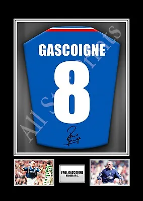 £11.49 • Buy PAUL GASCOIGNE Rangers FC Signed Football Shirt Print | Wall Art Poster | Legend