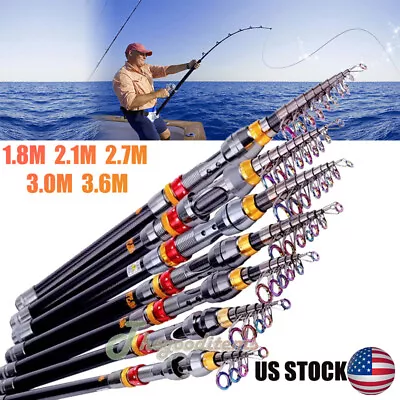 Telescopic Fishing Rod Premium Carbon Collapsible Fishing Pole Portable Travel • $13.49