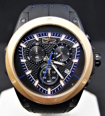 $99 • Buy DANIEL STEIGER Chronograph 48mm Black Dial S/S Mens Quartz Watch W/ Rubber Strap