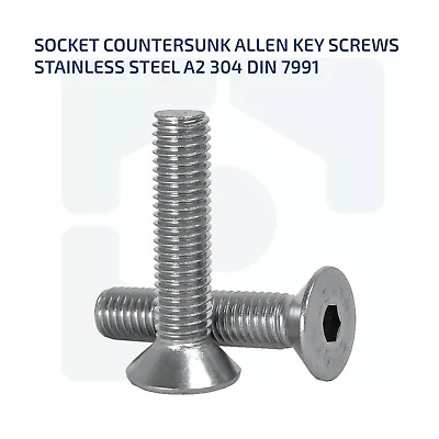 £1.07 • Buy M3 X 8mm Countersunk Bolts Allen Key Bolt Socket Screws A2 Stainless Din 7991