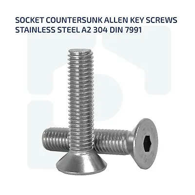 M6 X 20mm Countersunk Bolts Allen Key Bolt Socket Screws A2 Stainless Din 7991 • £0.99