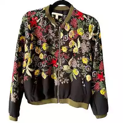 Zara Women’s Multicolor Floral Botanical Lightweight Satin Bomber Jacket Large • $35